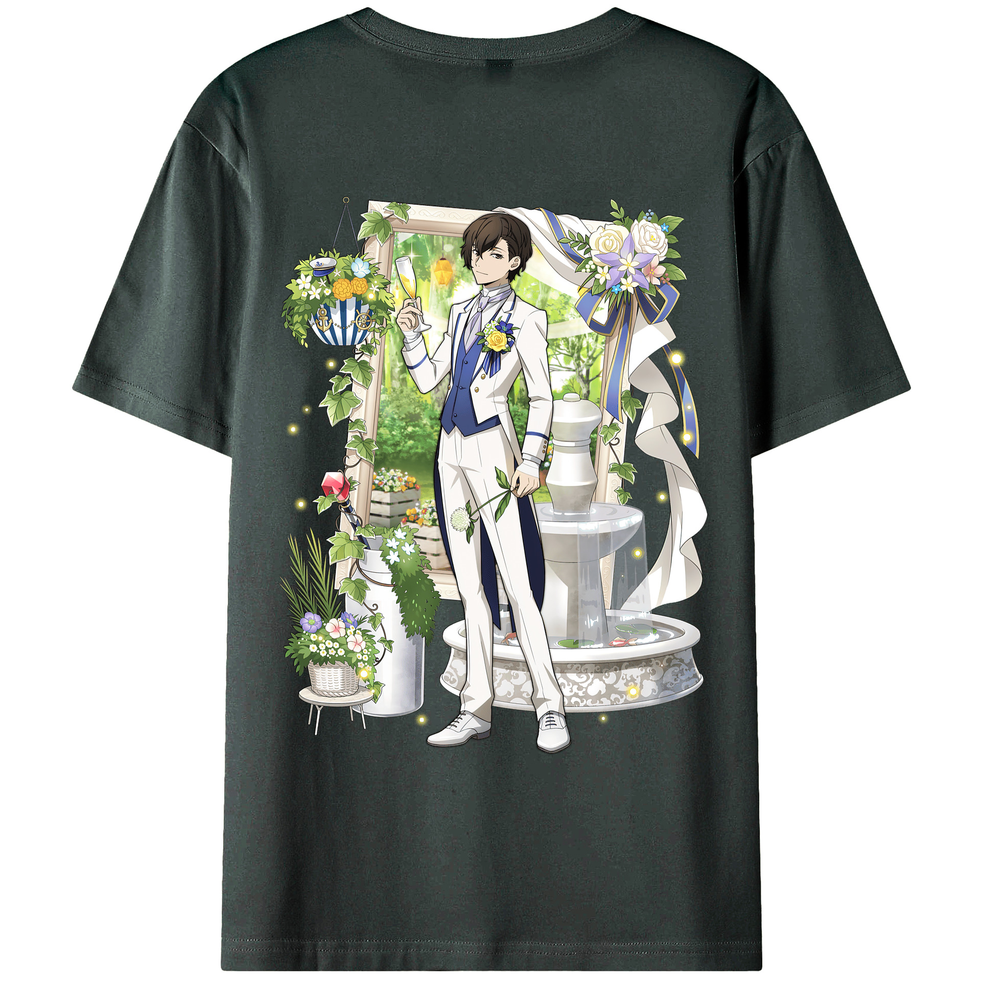 （画像用） 文豪ストレイドッグス Bungo Stray Dogs 綿100％ メンズ半袖Tシャツ（バックプリント） 通気性